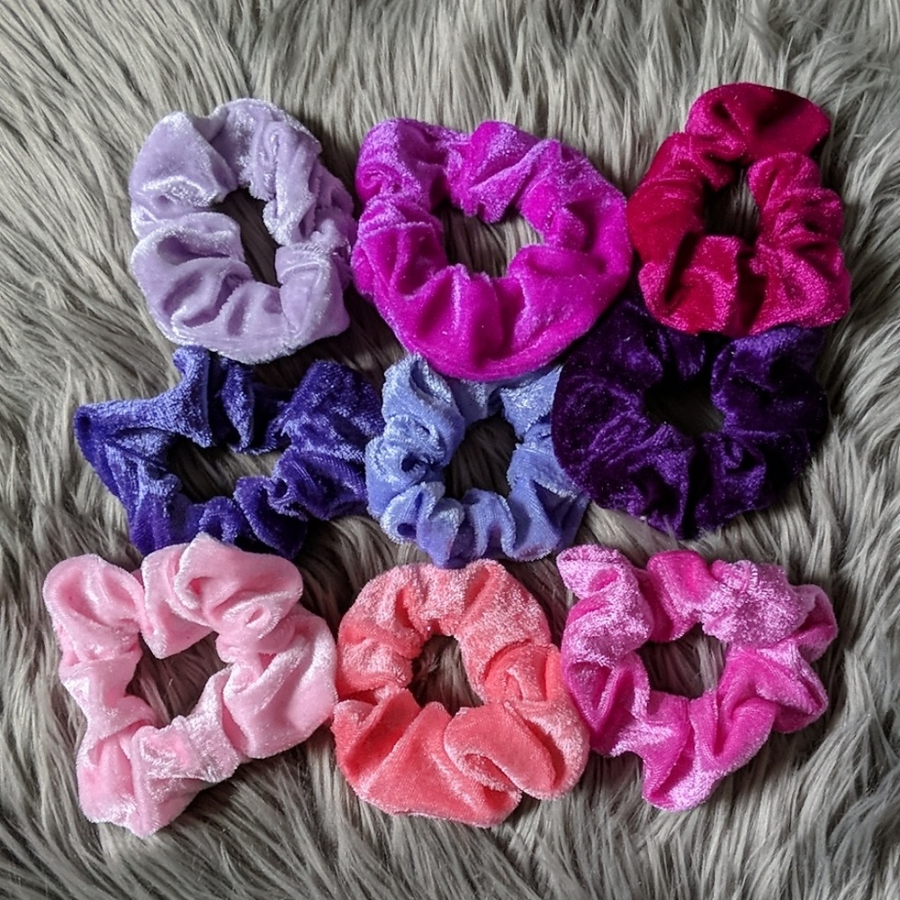 Velvety Scrunchie Set Purples and Pinks